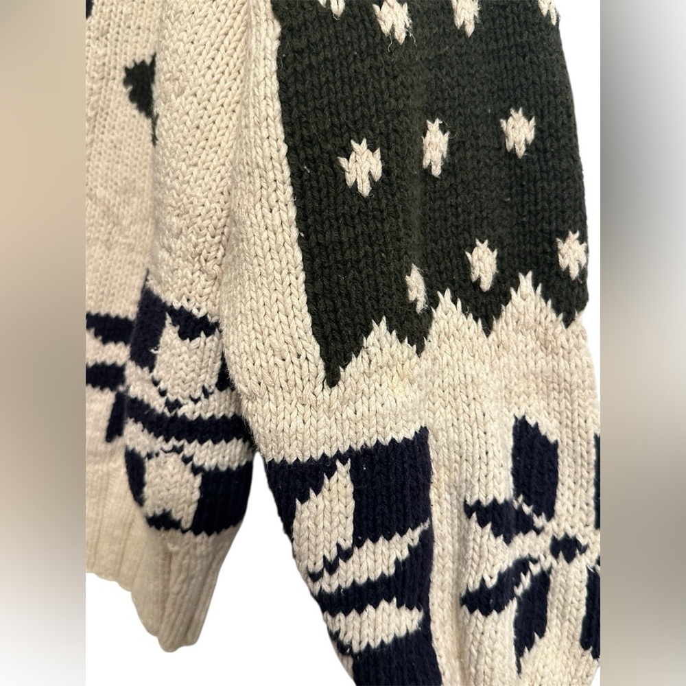 Vintage Chaps Ralph Lauren Hand-Knit Fair Isle Reindeer Sweater M Linen Cotton - Picture 6 of 9